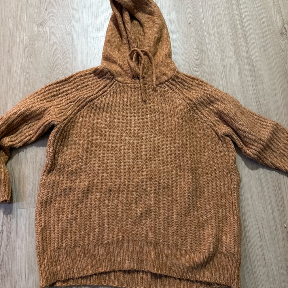 Cozy Brown Knit Hooded Sweater